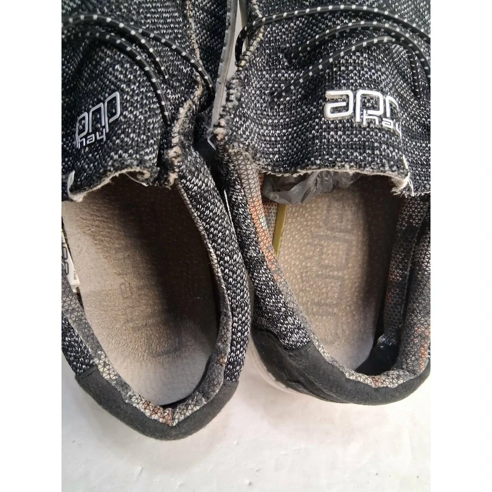 Hey Dude Wally Sox Black White Speckled Knit Slip On‎ Shoes Men Size 12 EU 45